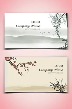 中国风水墨梅花名片-众图网