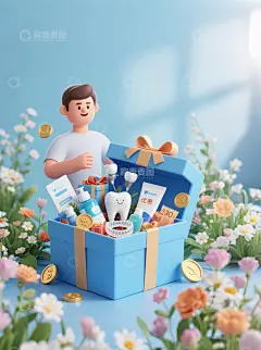618牙科电商促销海报3D渲染高清模板免费下载-趣麦麦图