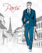 [编号214]时尚巴黎欧洲街头手绘男女模特展示EPS矢量素材-淘宝网