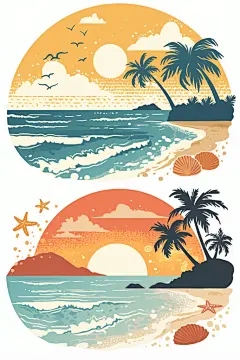 夏季元素手绘绘画