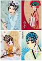 中国风手绘插画国粹京剧花旦戏曲人物艺术背景PSD设计素材 H1336-淘宝网