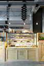 idea: wood boxes = shop counter {Bakery Café / Coffee Shop Design}