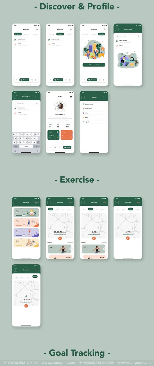 移动健康保健运动手机app用户界面ui设计模板sketch素材下载模板-花瓣网