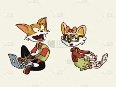 福克斯兄弟在笔记本电脑上