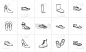 鞋具,乱画,轮廓,举起手,图标集,拖鞋,凉鞋,鞋子,女人,绘制