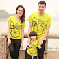亲子装夏装全家装2013新款韩版母女母子加大码家庭装一家三口T恤 上衣 黄色 图案 #欧美# #英伦# #街拍#