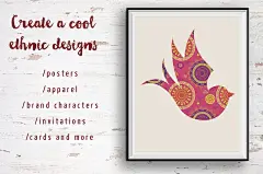 波西米亚风和民族套装图案+图标 Boho &amp; Ethnic set. Patterns + icons #232398-设计元素-美工云(meigongyun.com)