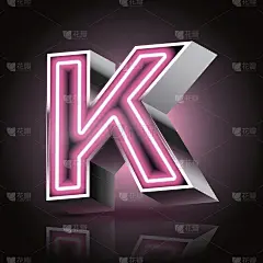 3d粉色霓虹灯字母K
