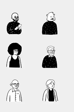 个性黑白人物插画免抠素材-众图网