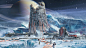 Destiny 2: Beyond Light: Europa Architecture, Dorje Bellbrook : These are all super old images I did to explore different possibilities for architecture on Europa.  Some of them use kitbashed game assets made by Bungie's environment artists.