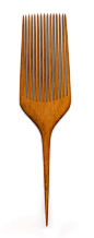 Japanese hair comb made from a single piece of boxwood. The age of this comb is unknown, but it looks to be old, oiled repeatedly and well taken care of. Beautiful...