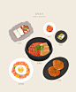 韩牛 豆腐 煎蛋 泡菜 泡菜食谱 手绘食品插图插画设计PSD ti195a11207