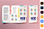 雪糕店三折页传单A4信纸尺寸双面设计素材模板下载 Ice Cream Shop Brochure Trifold