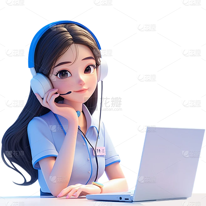 图标系列3D虚拟人物客服贴纸素材-花瓣网