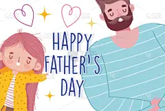 女儿,贺卡,幸福,父亲,动画片,父亲节,动物心脏,可爱的,爱,儿童