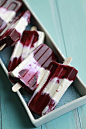 Blackberry lime cheesecake popsicles.