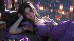 横屏电脑壁纸 紫色古韵美女 国漫女神无水印 ​​​​