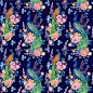 装饰复古传统水彩花鸟孔雀蜂鸟背景包装PNG+JPEG设计素材  (4)