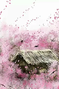 古风手绘图 古风手绘风景图  古风小说封面底图 古风言情小说封面底图