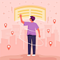 Hand drawn flat design metaverse background
