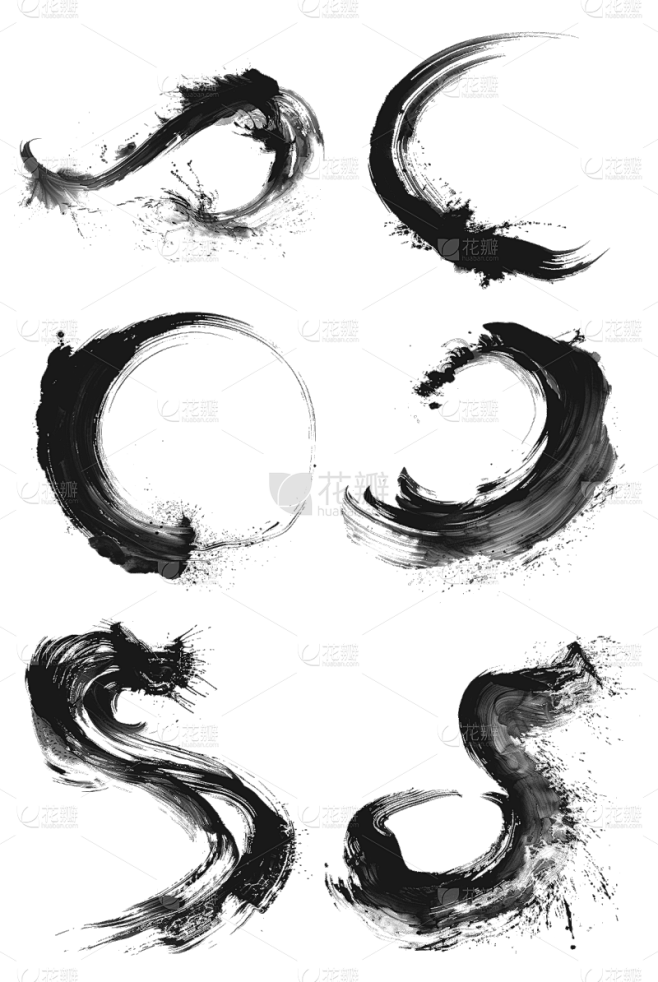 中国风通用黑色水墨笔画元素素材