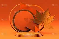 Hello Autumn 3d minimal podium with yellow gold le