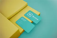 圆角企业名片设计效果图样机 Rounded Corner Business Card Mockup PS设计素材