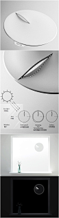 【太阳能挂钟—光隙】
光隙是一个背部装有太阳能电池的概念挂钟。
白天将它贴在窗户上，这样太阳光可以透过缝隙在面盘上形成时针。到了晚上，上述提到的太阳能电池，能使缝隙上的一排 LED 灯发光，照亮面盘，形成时针。荣获2010年红点设计创意大奖。设计: Chengyuan Wei, Fangtian Ying, Duyin Qin, Pengxiang Jia, Fan Zhang, Huabiao Shan, Yu Zhang, Chen Zheng, Guanyun Wang & Lifu Yao