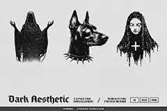 240款暗黑邪恶恐怖潮流复古像素马赛克低保真插图插画ai设计素材