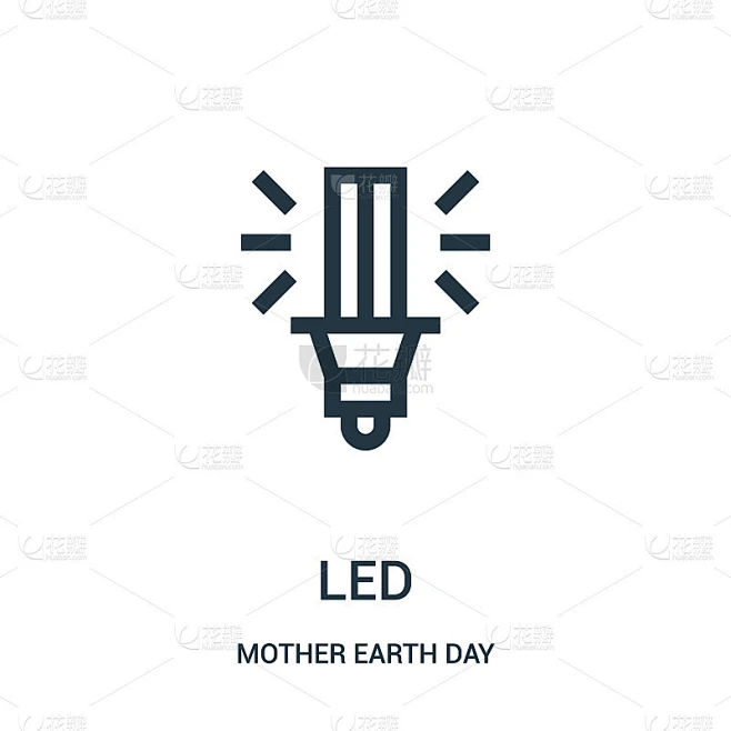 Led图标向量从地球母亲日收集。细线led轮廓图标矢量插图。素材-花瓣网