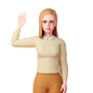 女人举手回答问题 3D 插图