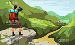 徒步人物插画  - 源文件下载【酷图网】旅行插画,旅行人物,户外旅行,探险,旅行,徒步,探险家插画,户外探险