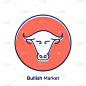Bull Market Vector Web Line Icon Illustration.
