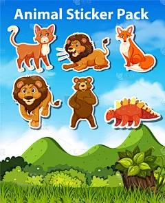 动物,标签,分离着色,可爱的,野生动物,图像,猫,狮子,模板,性格