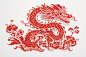 神话动物龙年主题中式传统剪纸窗花插画图片