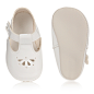 White Patent Pre-Walker Shoes : White traditional pre-walker shoes for little boys by Early Days Baypods, made in soft patent faux leather. They have a flexible sole and a comfortable lightly padded insole, with a cut out pattern and a single button faste