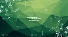 太空,绿色,抽象,背景,折纸工艺,三角形,几何形状,铁丝网,概念,技术