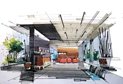 邓蒲兵老师室内公共空间手绘设计表现
