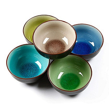 日式冰裂釉/裂纹釉碗-5只装 陶瓷餐具 ...