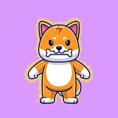 柴犬小狗叼着骨头卡通插画矢量图设计素材