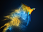 General 1920x1437 photo manipulation parrot yellow blue smoke oil painting