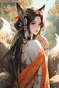 狐女 古风美女头像壁纸AI绘画