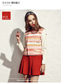 MIRRORFUN2015秋冬新款 超短裙红色高腰半身裙女通勤a字裙伞裙-tmall.com天猫