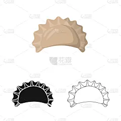 波兰饺子,图标,分离着色,奶酪,晚餐,肉,食品,收集,烹调,设计