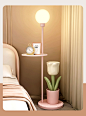 创意床头柜落地台灯一体郁金香花瓶朵ins客厅边几茶摆件儿童卧室