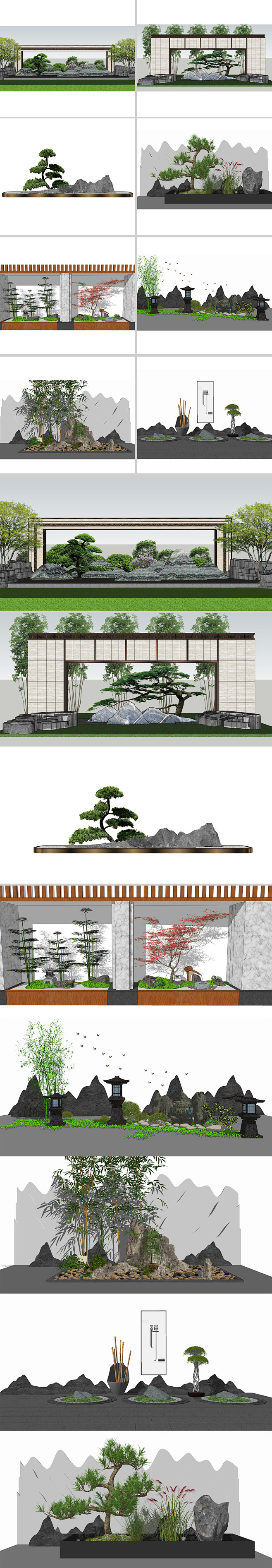 新中式公园小区会所别墅枯山水景观小品片石...