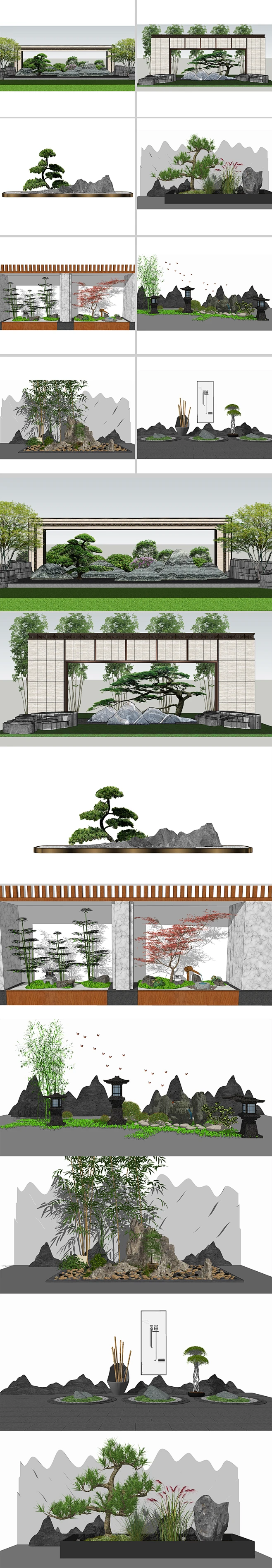 新中式公园小区会所别墅枯山水景观小品片石景墙禅意庭院小品-花瓣网