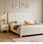 北欧奶油风白色实木床双人1.8米1.5米主卧婚床现代简约法式公主床-淘宝网