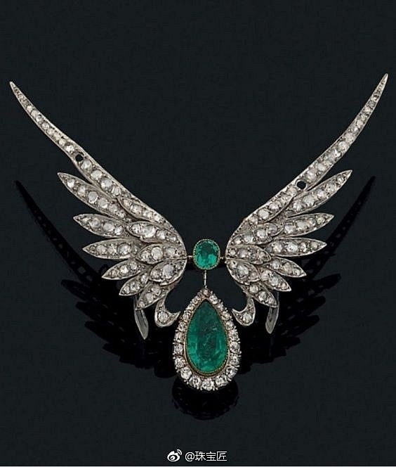 19世纪 欧洲古董天使之翼珠宝，在浪漫的...