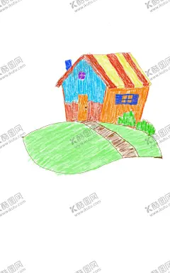 小房子 【酷图网】彩铅,小房子,住宅,居家,草地,灌木丛,卡通